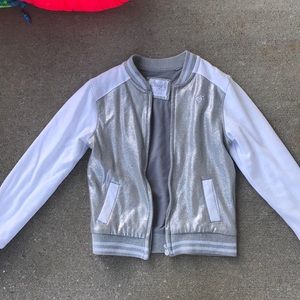 Justice Metallic varsity jacket size 14
